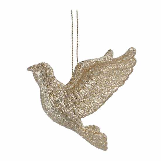 Gold Glitter Flying Dove Decoration  Коледна украса