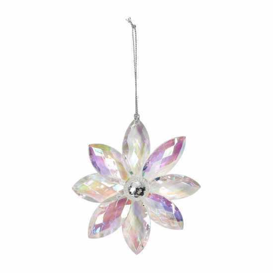 Clear Rainbow Acrylic Flower With Jewel Decoration  Коледна украса