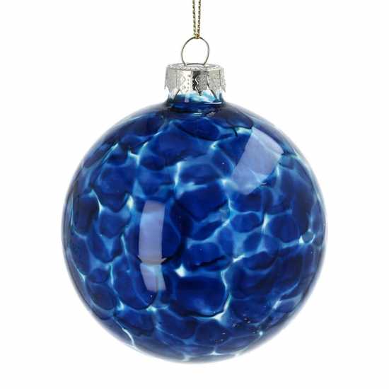 Blue Marbled Glass Bauble  Коледна украса