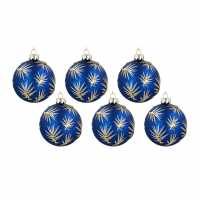 Antique Blue Glass Bauble With Gold Twigs