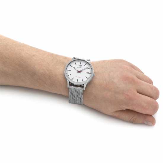 Sekonda 40Mm Silver Watch Round Case White Dial  Бижутерия