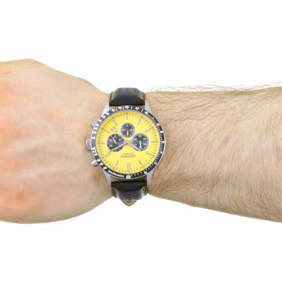 Sekonda 45Mm Silver Watch Round Case Yellow Dial  Бижутерия