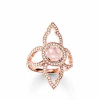 Pink Flower Rose Gold Plated Ring  