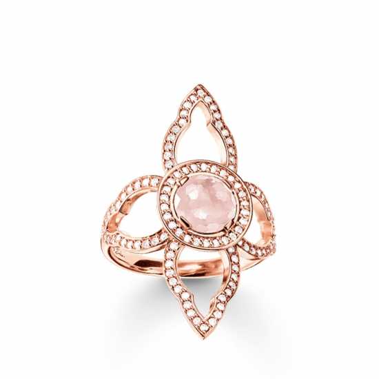 Pink Flower Rose Gold Plated Ring  