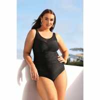 Curve Black Mesh Panel Tummy Control Swimsuit  Дамско облекло плюс размер