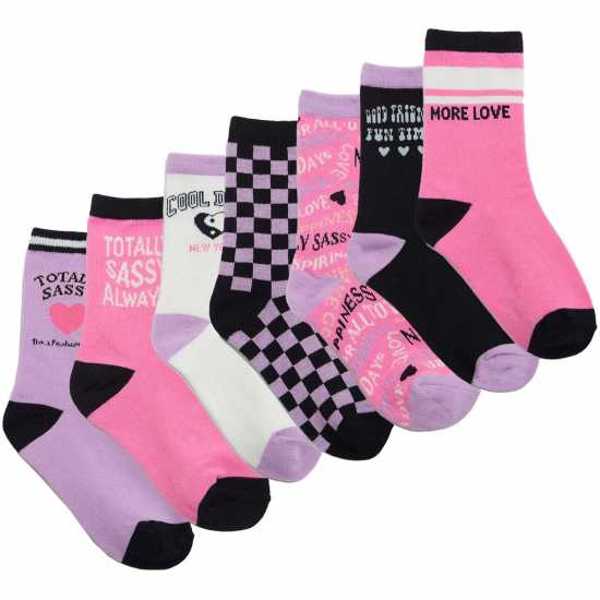 Pack Of 7 Totally Sassy Socks  Детски чорапи