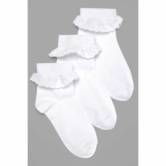 Набрани Чорапи Pack Of 3 White Frill Socks  Детски чорапи