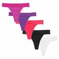 5 Pack Lace Trim Thong Multi Дамско бельо