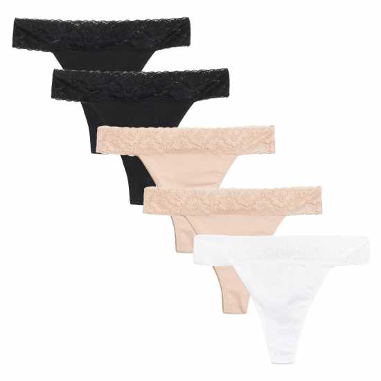 Дамско бельо Be You Pack Lace Trim Cotton Thong Be You Pack Lace Trim Cotton Thong Дамско бельо