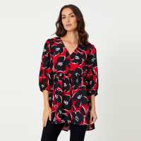 Neck B/t Floral Tunic Red  Мъжки ризи