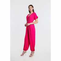 Short Sleeve Pink Jumpsuit