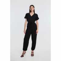 Be You V Neck Cuffed Jumpsuit