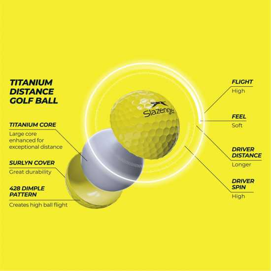 Slazenger Vseries Distance 12Pk Жълто Голф топки
