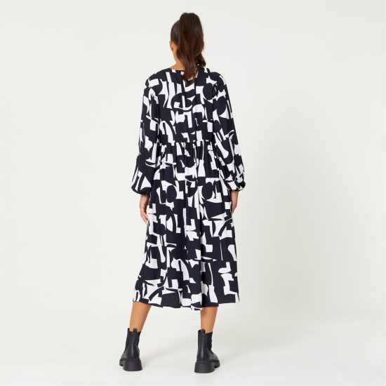 Средна Рокля Mono V Neck Pocket Midi Dress  