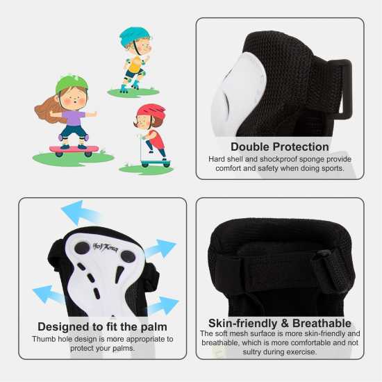 Hot Tuna Kids/youth Skate Protector 3Pc Set - Knee Pads Elbow Pad And Wrist Guards Бяло 