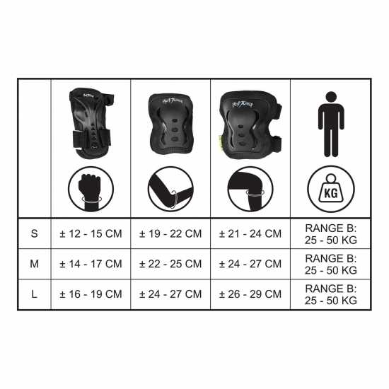 Hot Tuna Skate Protector 3Pc Set - Knee Pads Elbow Pad And Wrist Guards Черно Скейтборд