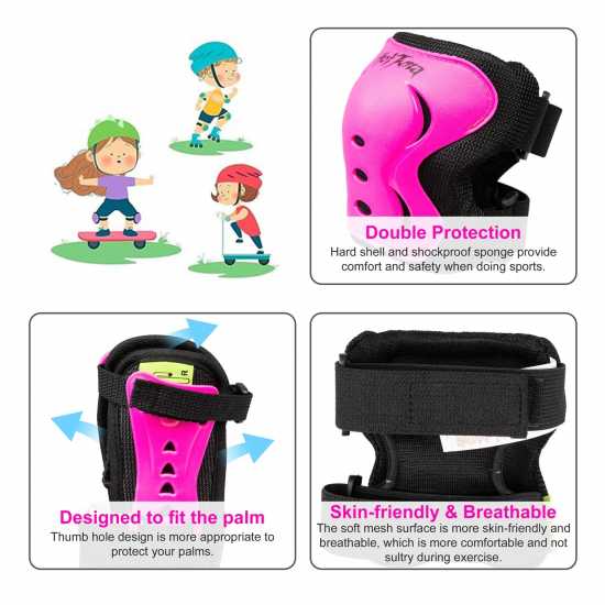 Hot Tuna Skate Protector 3Pc Set - Knee Pads Elbow Pad And Wrist Guards Розово Скейтборд
