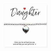 Daughter Gift Card With Heart Charm Bracelet