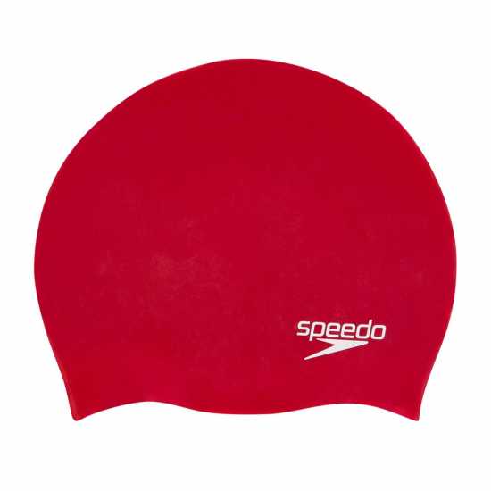 Speedo Plain Moulded Silicone Cap Red Junior Speedo Plain Moulded Silicone Cap Red Junior