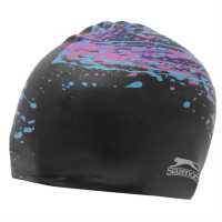 Sale Slazenger Print Silicone Cap Black/Pink/Blue Дамски бански