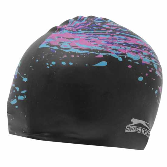 Slazenger Силиконова Плувна Шапка Print Silicone Swimming Cap Adults Черно/Розово/Синьо Дамски бански