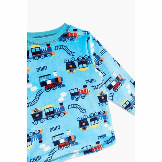 Boys Train Soft Fleece Gifting Twosie Blue  Детски пижами