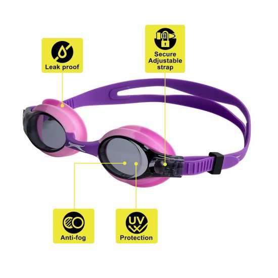 Slazenger Детски Плувни Очила Edge Swimming Goggles Junior Розово/Лилаво Детски бански и бикини