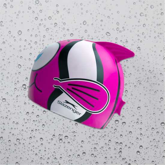Slazenger Силиконова Плувна Шапка Fish Print Silicone Swimming Cap Childrens Розова риба Детски бански и бикини