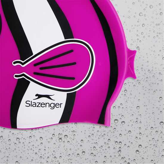 Slazenger Силиконова Плувна Шапка Fish Print Silicone Swimming Cap Childrens Розова риба Детски бански и бикини