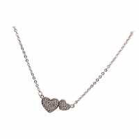 Mason Knight Yager Twin Heart Design Cubic Edge Necklace White Подаръци и играчки