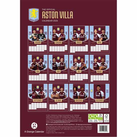 Grange Wolverhampton Wanderers 2026 Football Calendar Астън Вила 