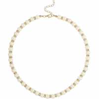 Faux 6Mm Pearl And Crystal Bead Necklace  