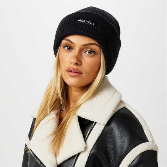 Jack Wills Rib Knitted Beanie 61 Black Шапки с козирка