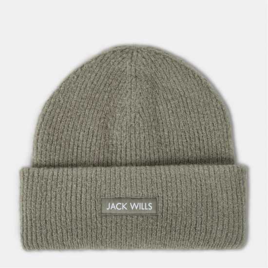 Jack Wills Rib Knitted Beanie 61 Whased Khaki Шапки с козирка