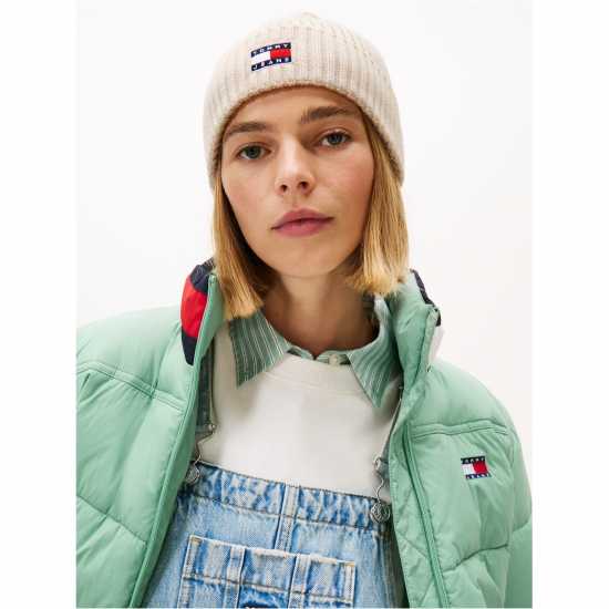 Tommy Jeans Women's Flag Ribbed Knit Beanie Новинарска хартия 