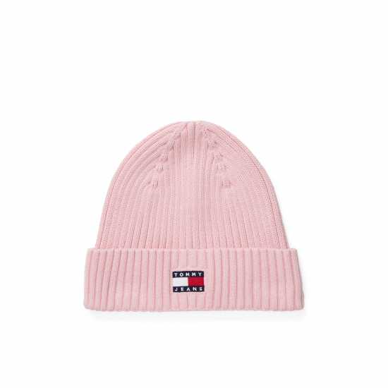 Tommy Jeans Women's Flag Ribbed Knit Beanie Нежно розово 
