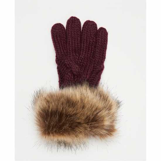 Barbour Penshaw Knitted Gloves Bordeaux Зимни аксесоари