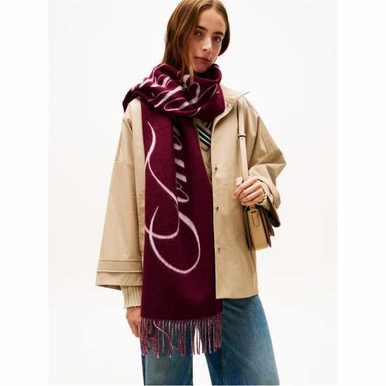 Шал С Лого Tommy Hilfiger Tommy Logo Scarf Ld54 Deep Rouge Шал С Лого Tommy Hilfiger Tommy Logo Scarf Ld54 Deep Rouge