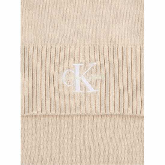 Calvin Klein Jeans Monologo Knitted Scarf Ivory Зимни аксесоари