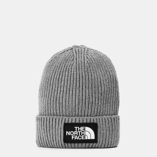 The North Face Logo Cuffed Beanie Grey DYY Шапки с козирка