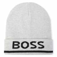 Hugo Boss Шапка За Момчета Boss Logo Print Beanie Junior Boys Сиво A32 Шапки с козирка