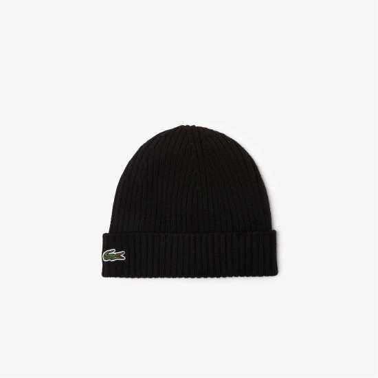 Шапки с козирка Lacoste Knit Beanie Black 031 Lacoste Knit Beanie Black 031 Шапки с козирка