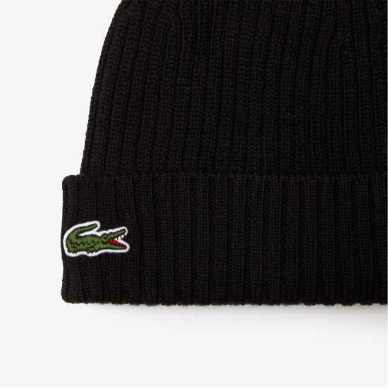 Шапки с козирка Lacoste Knit Beanie Black 031 Lacoste Knit Beanie Black 031 Шапки с козирка
