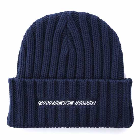 Societe Noir Noir Rib Beanie Морска синьо Шапки с козирка