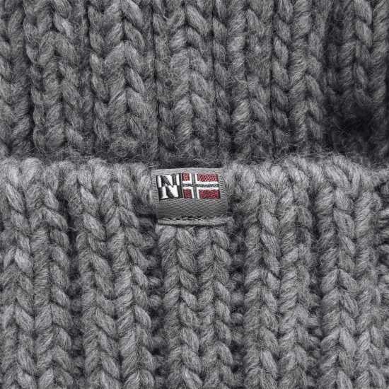 Napapijri Semiury Bobble Beanie Hat Med Grey 