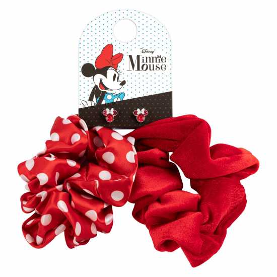 Disney Minnie Mouse Pink, Blue & Yellow 2 Piece Scrunchie & Earring Set Red Аксесоари за коса