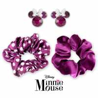 Disney Minnie Mouse Pink, Blue & Yellow 2 Piece Scrunchie & Earring Set
