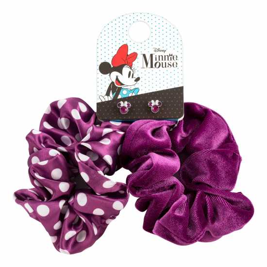 Disney Minnie Mouse Pink, Blue & Yellow 2 Piece Scrunchie & Earring Set Purple Аксесоари за коса