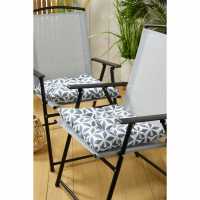 Outdoor Pair Of Seat Cushions-Grey/white Geometric