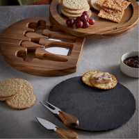 Slate Top Round Timber Cheese Board